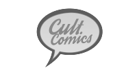 Cult Comics logo preto e branco